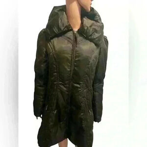 Jessica Simpson Womens Down Filled Jacket Coat Brown Chocolate Parka. Size: LRG